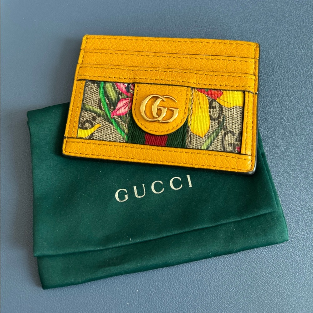Gucci Floral Print Canvas Ophidia Card Holder